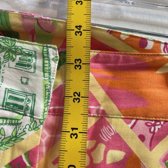Lilly Pulitzer Pink Green Palm Beach Patchwork Cropped Pants‎ Size 4 Preppy - Picture 3 of 14